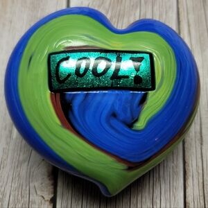 Mad Art Glass "Cool!" Heart Shaped Paperweight